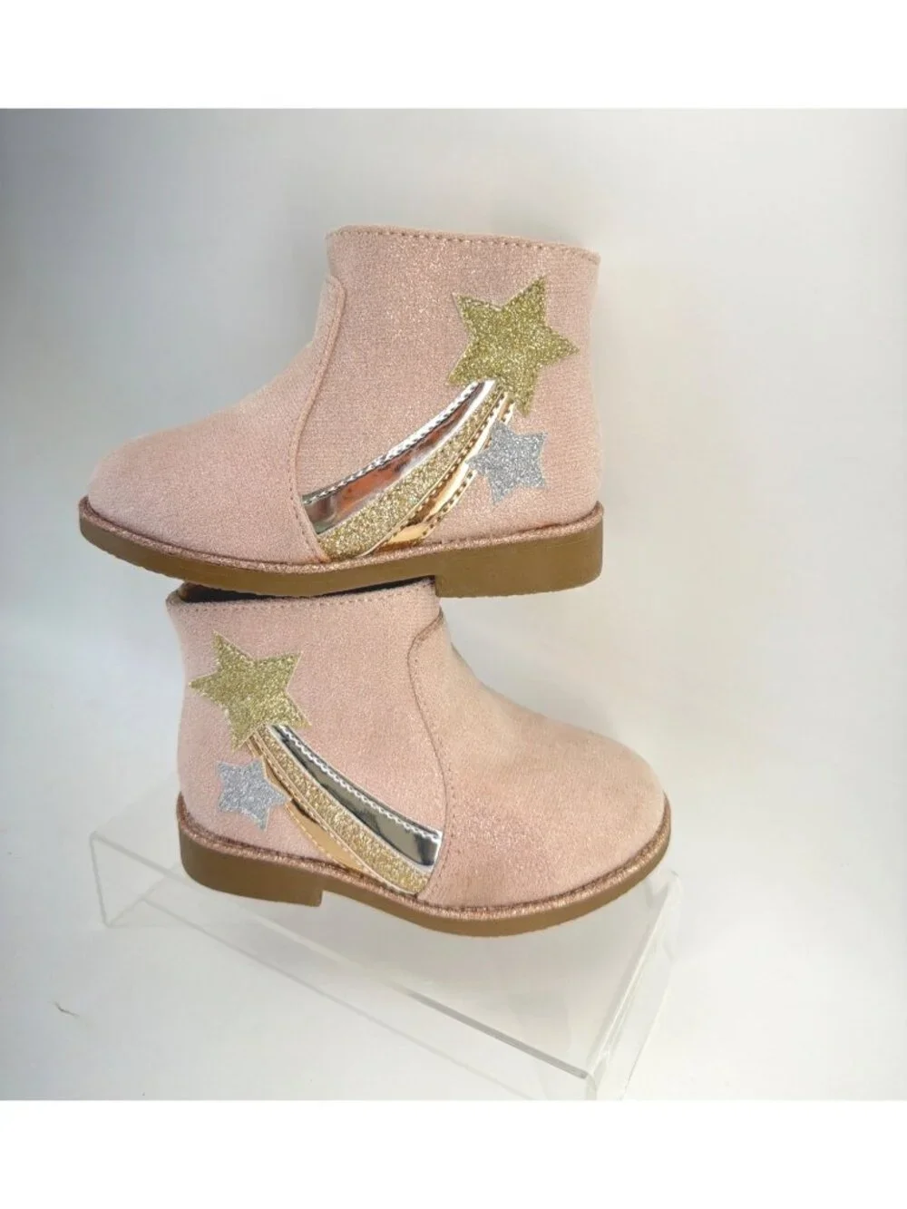 Tucker + Tate Pink Boots Star Glitter Ankle Booties Baby Size 7